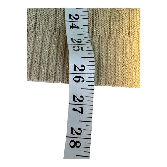 Ann Taylor LOFT Women's Medium Glittery Gold Cable Knit V-Neck Pullover Sweater - Picture 6 of 7